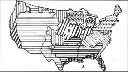 读"美国本土农业带(区)分布图"后,回答问题.