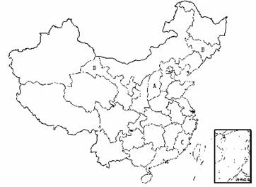 行政区空白图,完成下列各题。 中国政区图