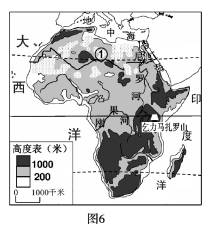 来源:  读非洲地形图(图 ),回答 ～ 题.