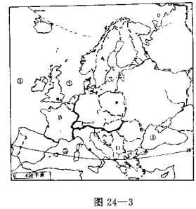 读图24—3,欧洲西部地区图,欧洲流经国家最多的河流是)